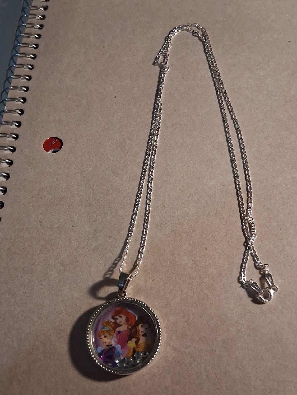 Steerling Silver .925  Necklace with Pink & Purple Stainless Disney Pendant,